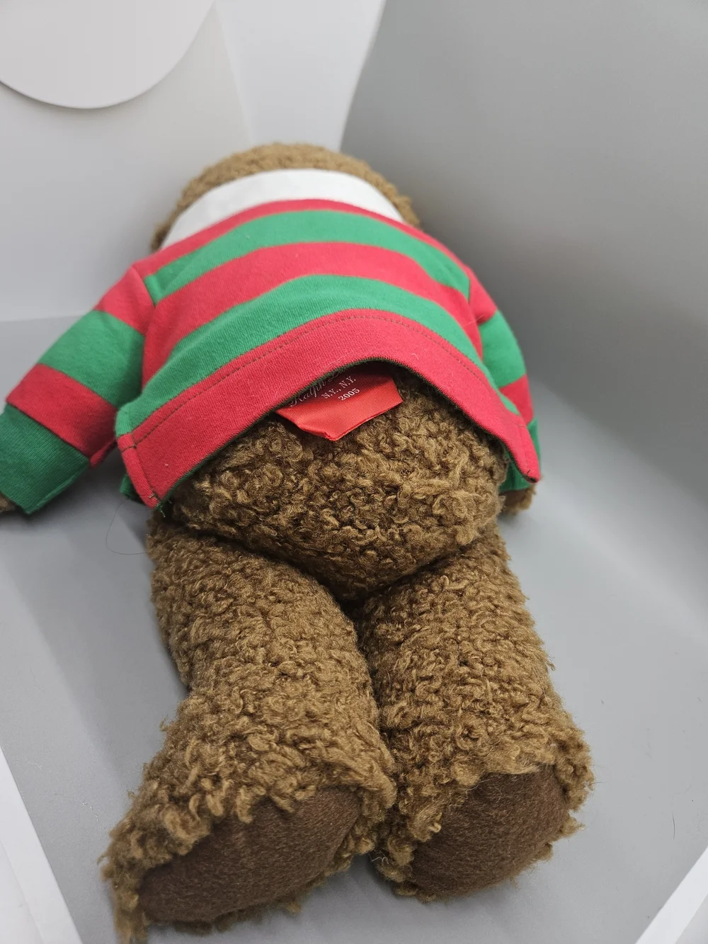 2005 Ralph Lauren Teddy Bear Plush Green Red Rugby Stripe Polo Shirt 14